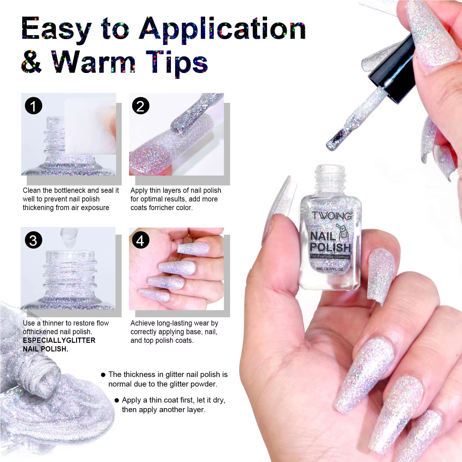 Vernis à ongles holographique de 8ml
