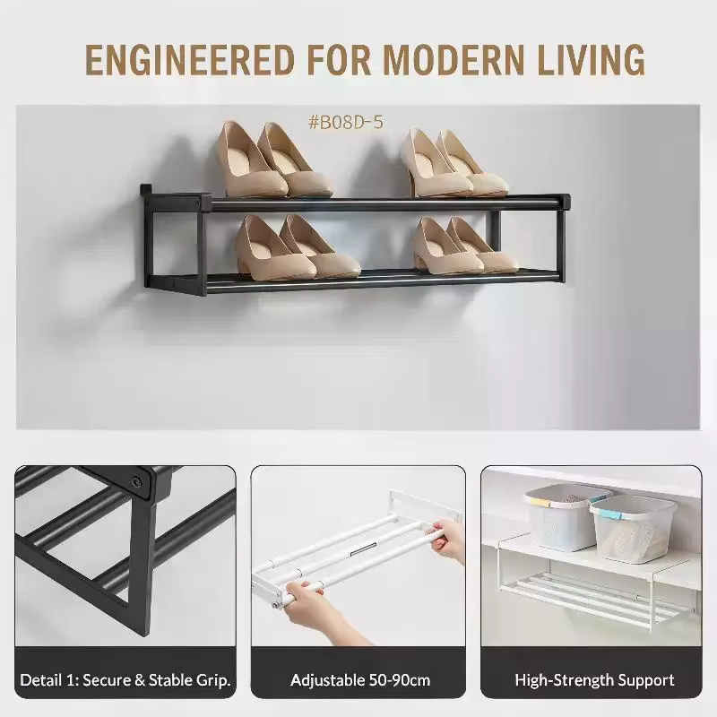 Organisateur de rangement de placard extensible et réglable pour une installation facile dans la chambre