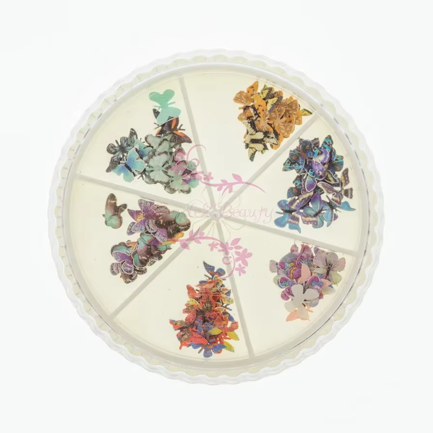 Décorations DIY pour manucure : Papillons colorés de style japonais en pâte de bois simulée pour nail art