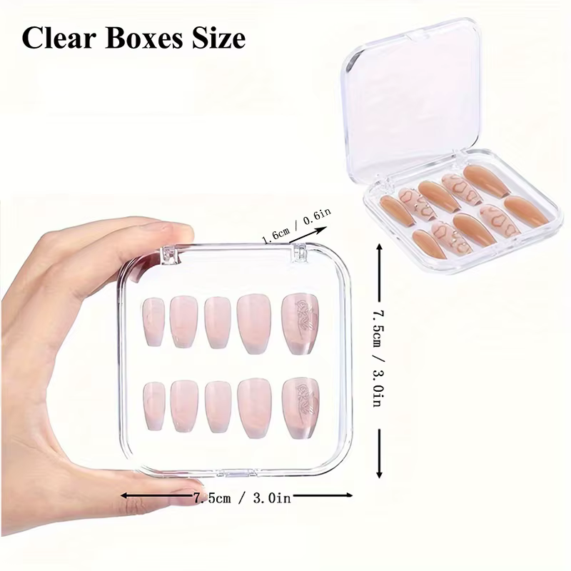Boîtes à ongles transparentes : Rangement transparent pour ongles, petites boîtes pour ongles, outils et accessoires pour le soin des ongles