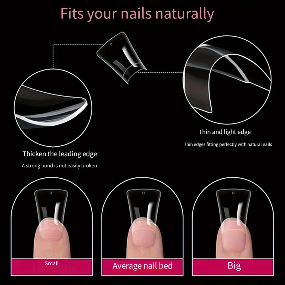 300 pointes d'ongles transparentes et blanches, de taille moyenne, en forme de bec de canard, 12 tailles, faux ongles en acrylique, parfaites pour la création de motifs d'ongles DIY et
