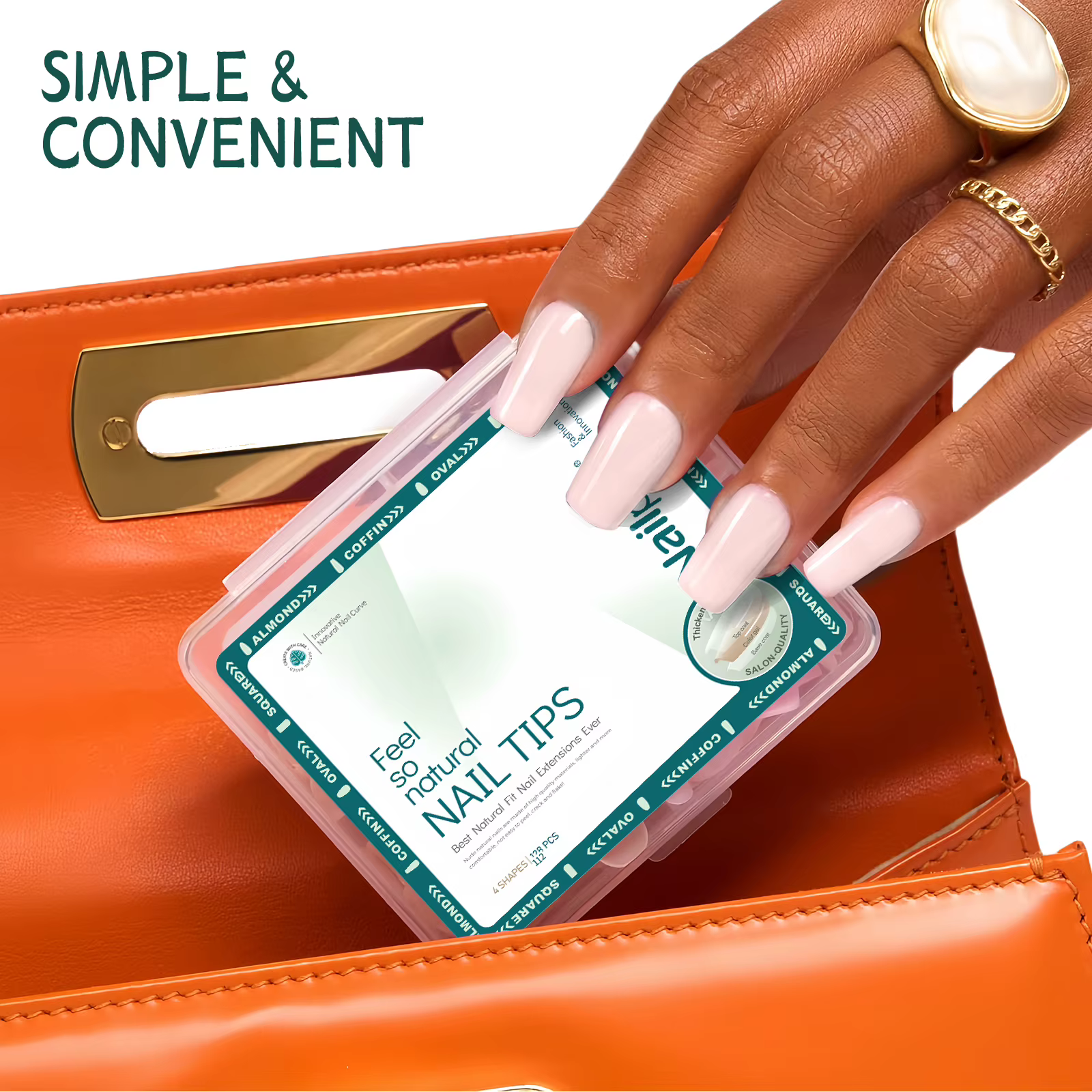 NAILPOP 4 formes 112 pièces couleur nue presse sur ongles naturel pré-coloré Gel