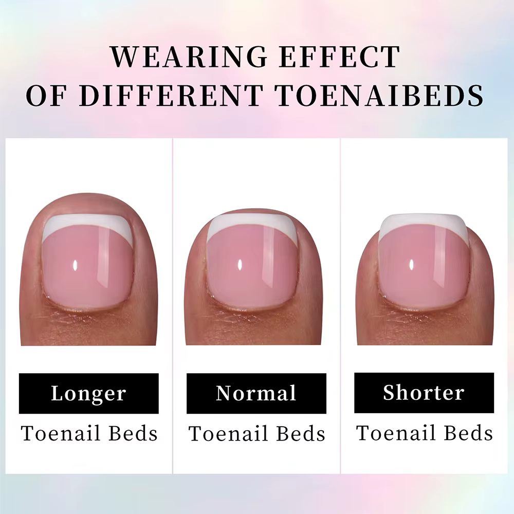 120 pièces ongles d'orteil presse sur les pointes d'ongle français faux