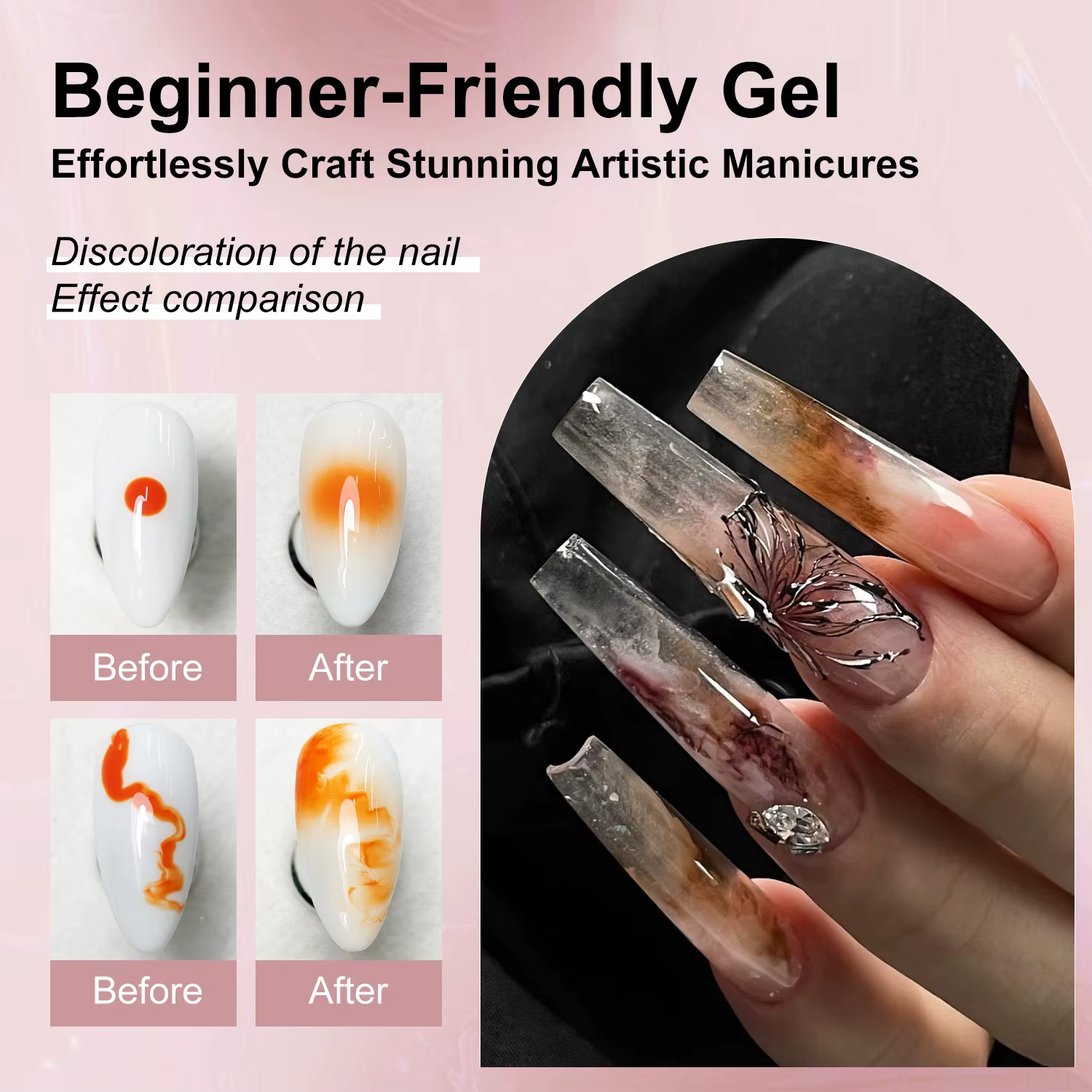 LIMEGIRL 15ML Gel floraison des ongles UV trempage propagation fleur de marbre effet d'épandage fonctionnel Nail Art