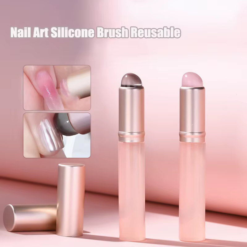 Pinceau en silicone rose gelée pour nail art