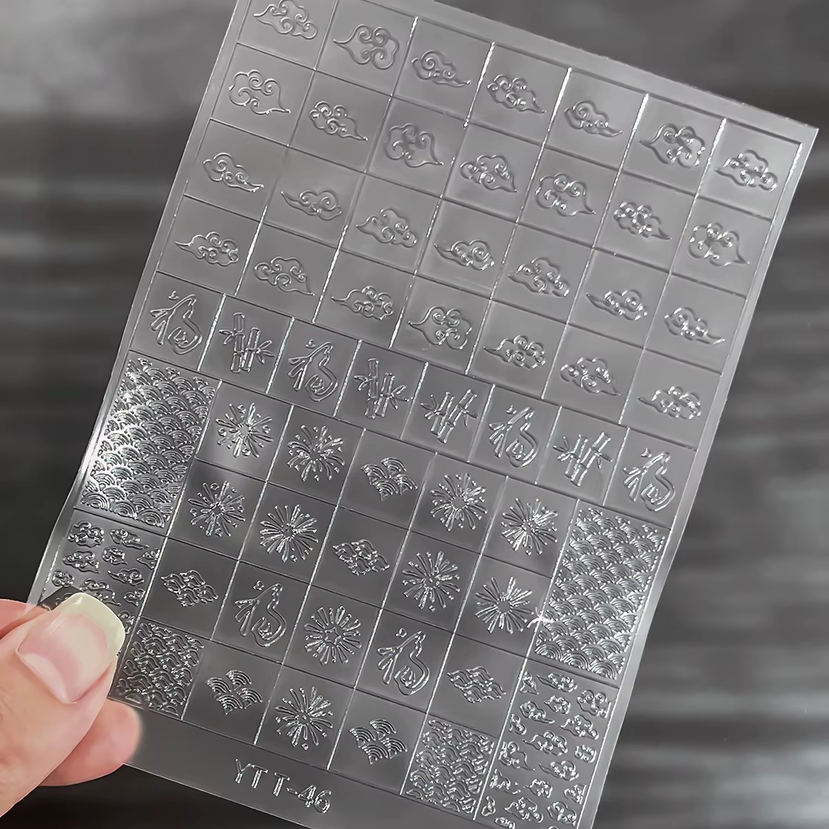 Autocollants pour ongles transparents et peints à la bombe pour le Nouvel An