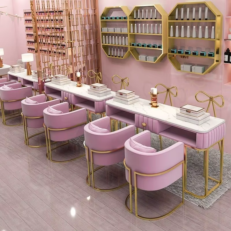 Tables de manucure professionnelles doubles, meubles de Salon, Table de manucure design avec aspirateur, Tables à ongles de luxe