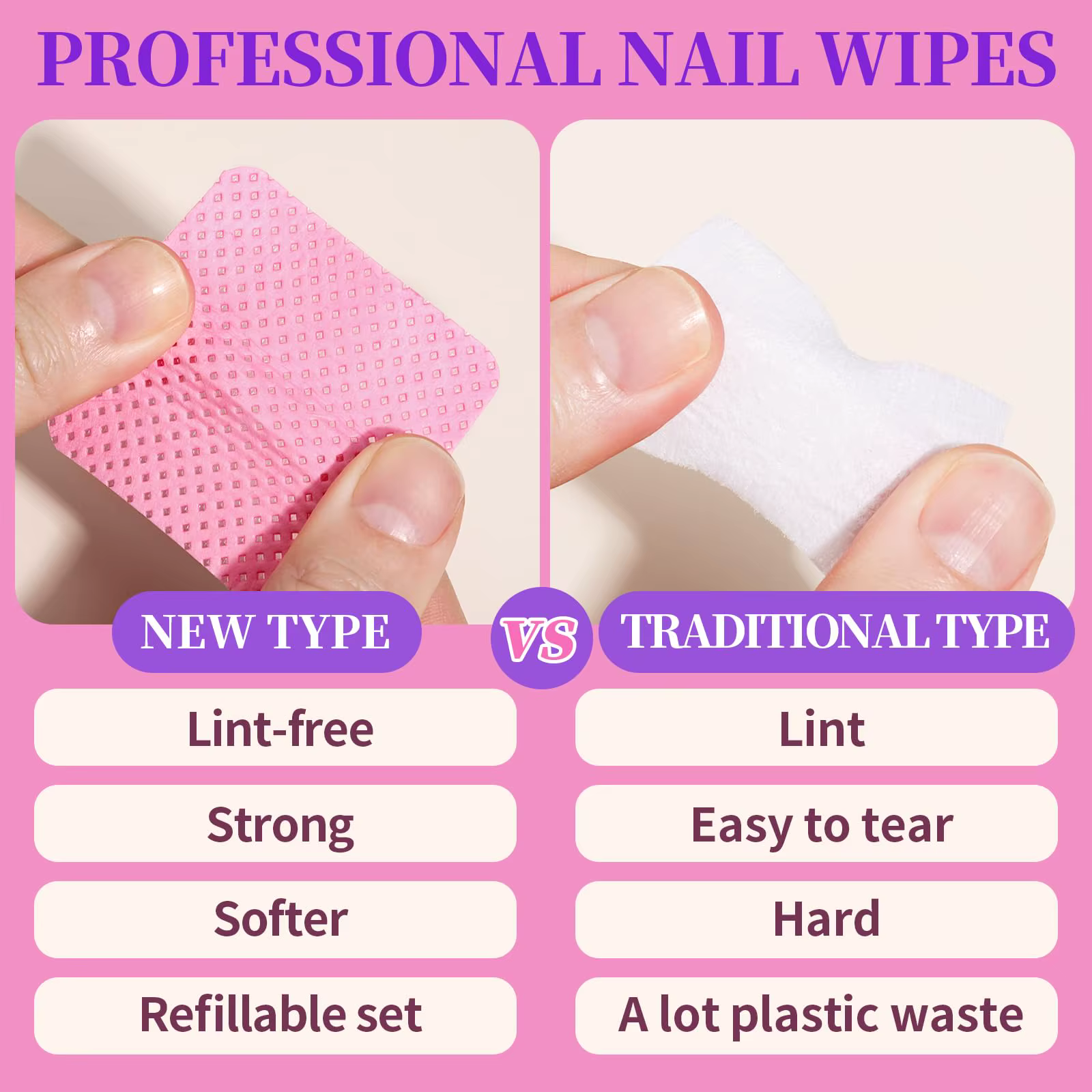 LINMANDA 200 pièces lingettes de nettoyage des ongles non pelucheuses tampons