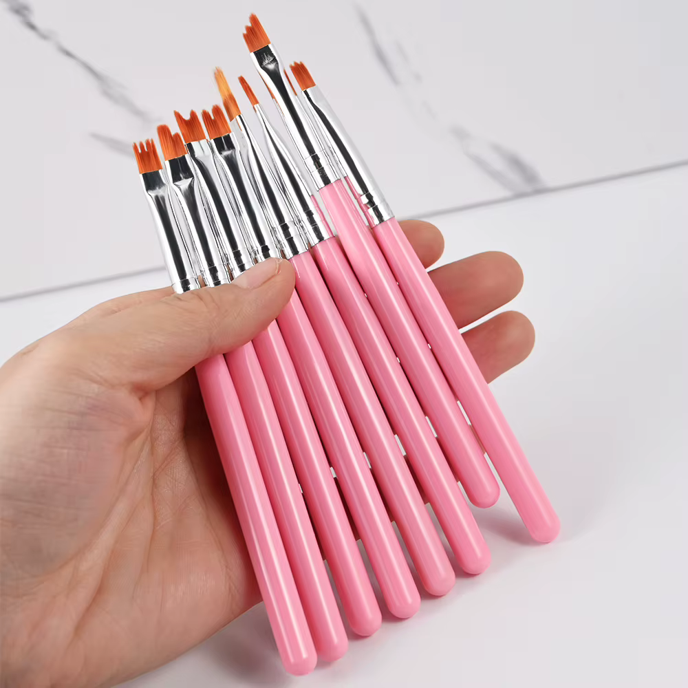 8 pièces/ensemble brosse à ongles dentelle Ombre Design acrylique