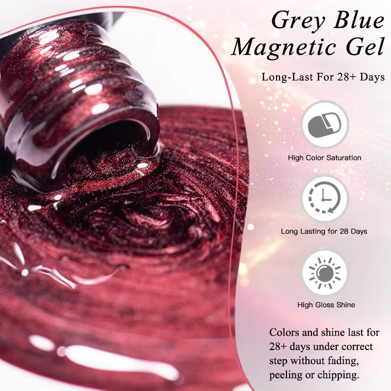 Vernis à ongles Gel magnétique chat gris bleu effet perle de verre Gel