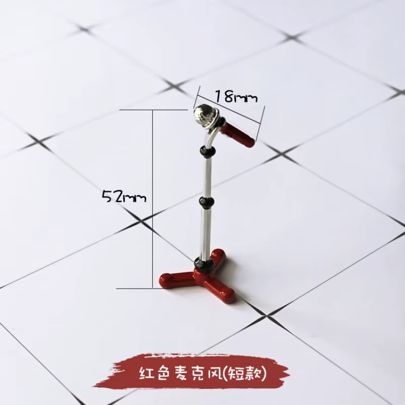 1 pièce de microphone court miniature de simulation créative, accessoire de maison de poupée, modèle de jouet miniature