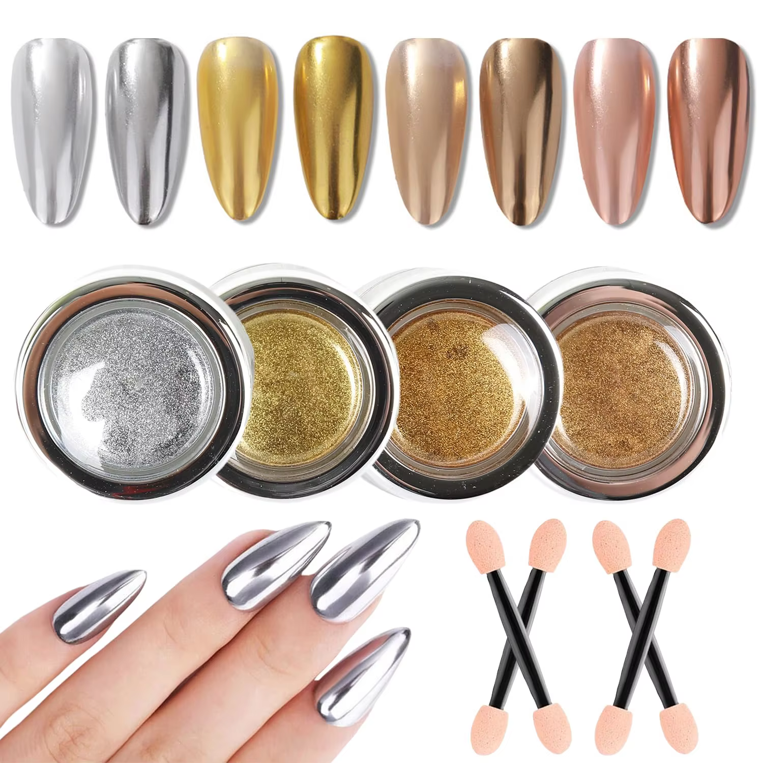 Ensemble de 3 poudres à ongles effet miroir