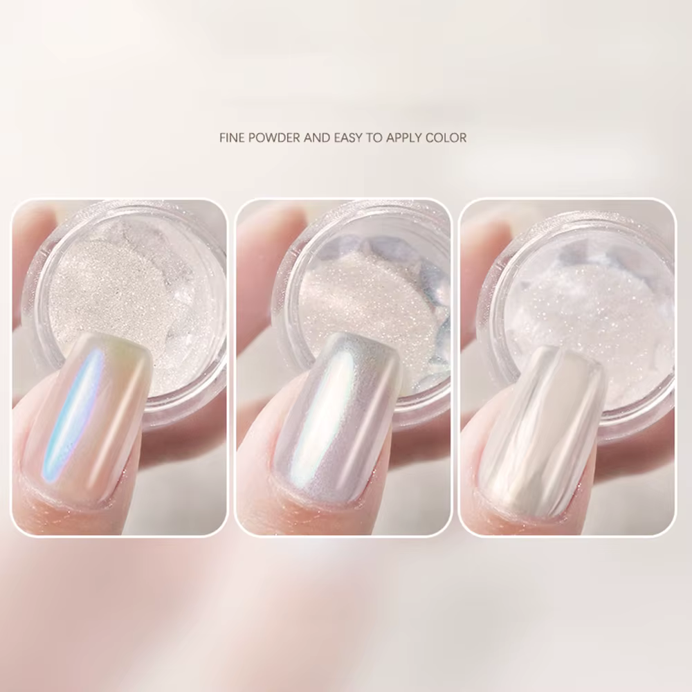 Le "Donut glacé" lueur ongles paillettes Chrome effet de lumière de lune