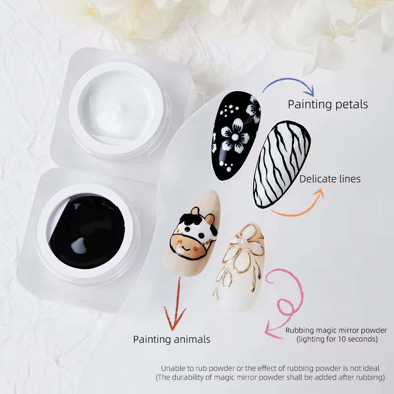 5ml Nail Art peinture UV Gel vernis noir blanc couleurs 3D fleur dessin tremper LED