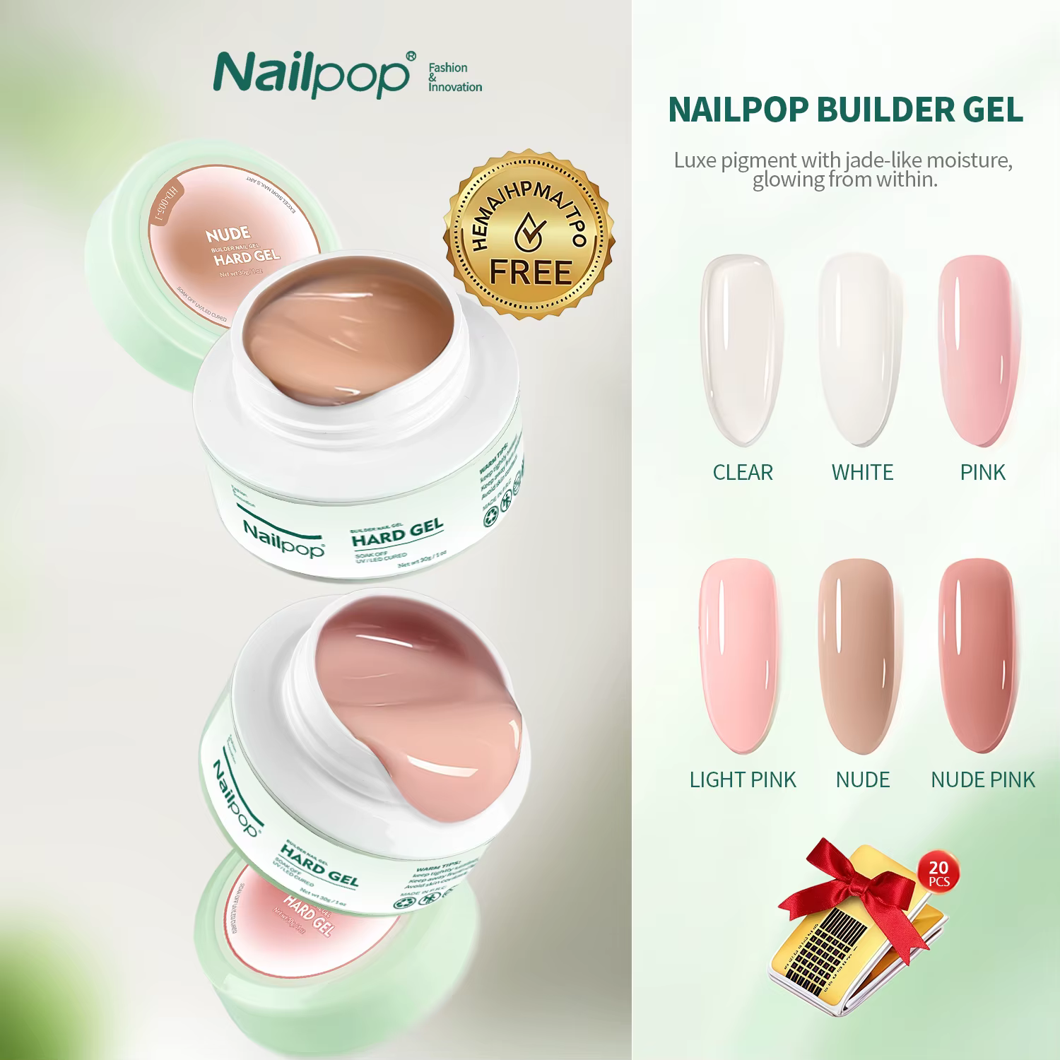 Nailpop 30g HEMA-FREE constructeur Gel laiteux lisse UV Gel pour ongles pour Extension longue durée Gel dur