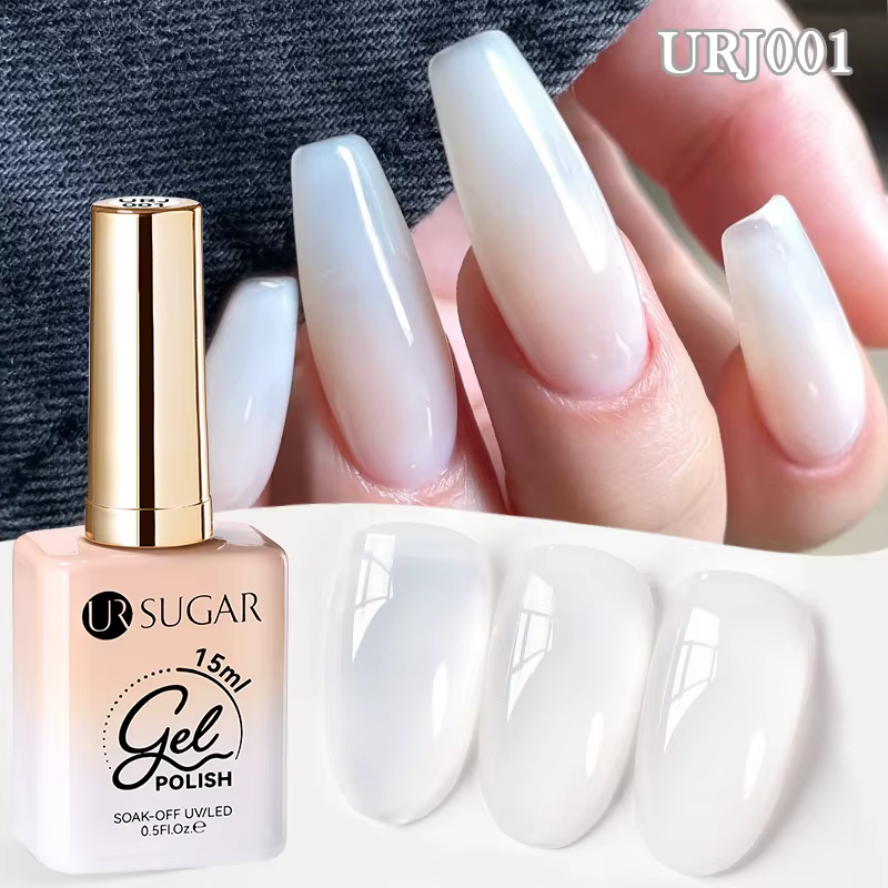UR SUGAR 1/2PCS Vernis à ongles gelée 15ml Blanc laiteux semi-transparent Gel UV LED Soak Off Manucure Nail Art DIY