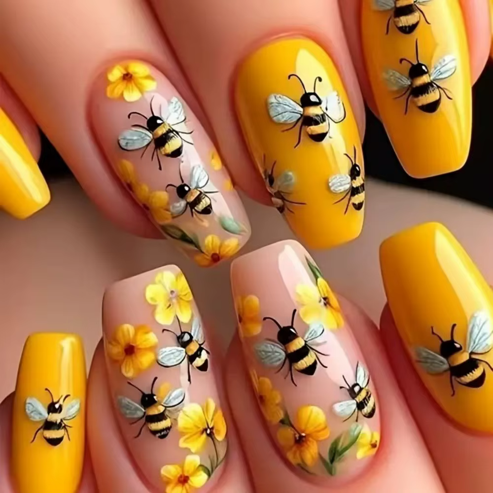 24 pièces/ensemble, faux ongles mi-longs pour femmes