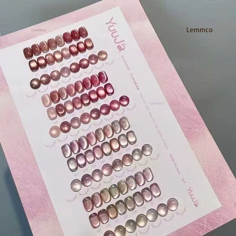 YUUJA rose 32 pièces * 15ML ensemble de vernis Gel oeil de chat avec carte de couleur Gel magnétique Laser de luxe