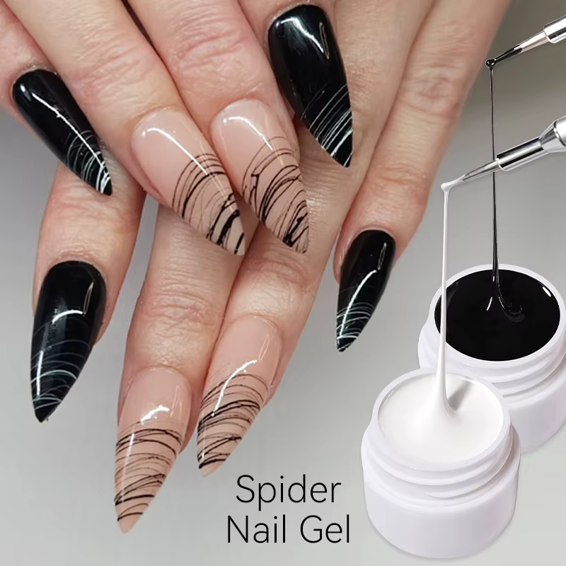 LILYCUTE 8ml blanc noir argent araignée Gel pour ongles naturel foncé Flashy dessin peinture UV Gel vernis
