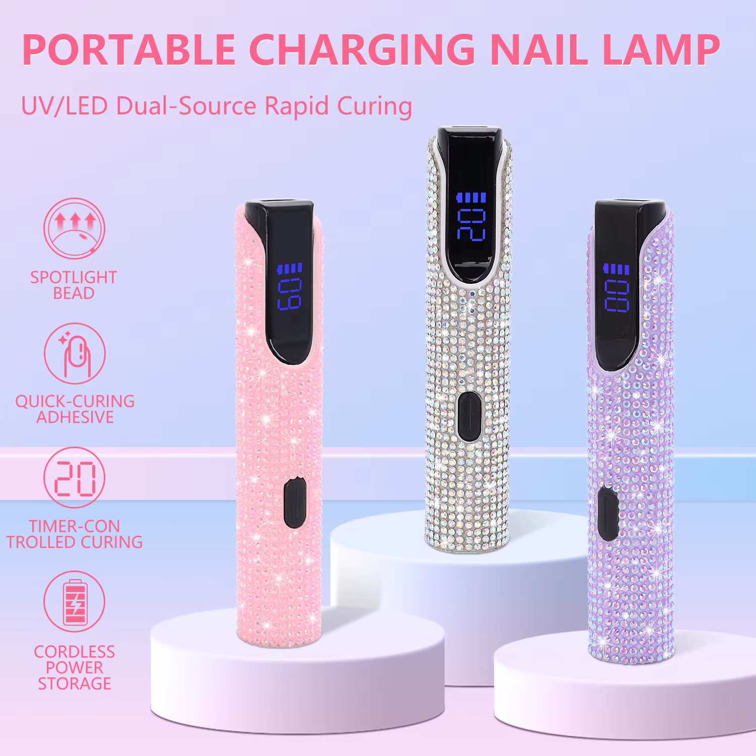 La lampe à ongles portative avec diamant en cristal