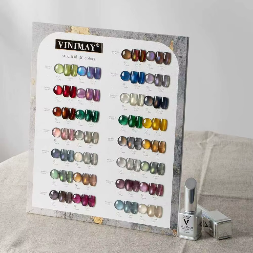 VINIMAY Nouveau Kit de Vernis à Ongles Gel Magnétique Effet Œil de Chat Aurora 30 Couleurs