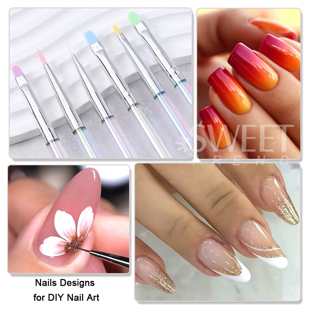 SWEET TREND - Lot de 6 pinceaux pour nail art