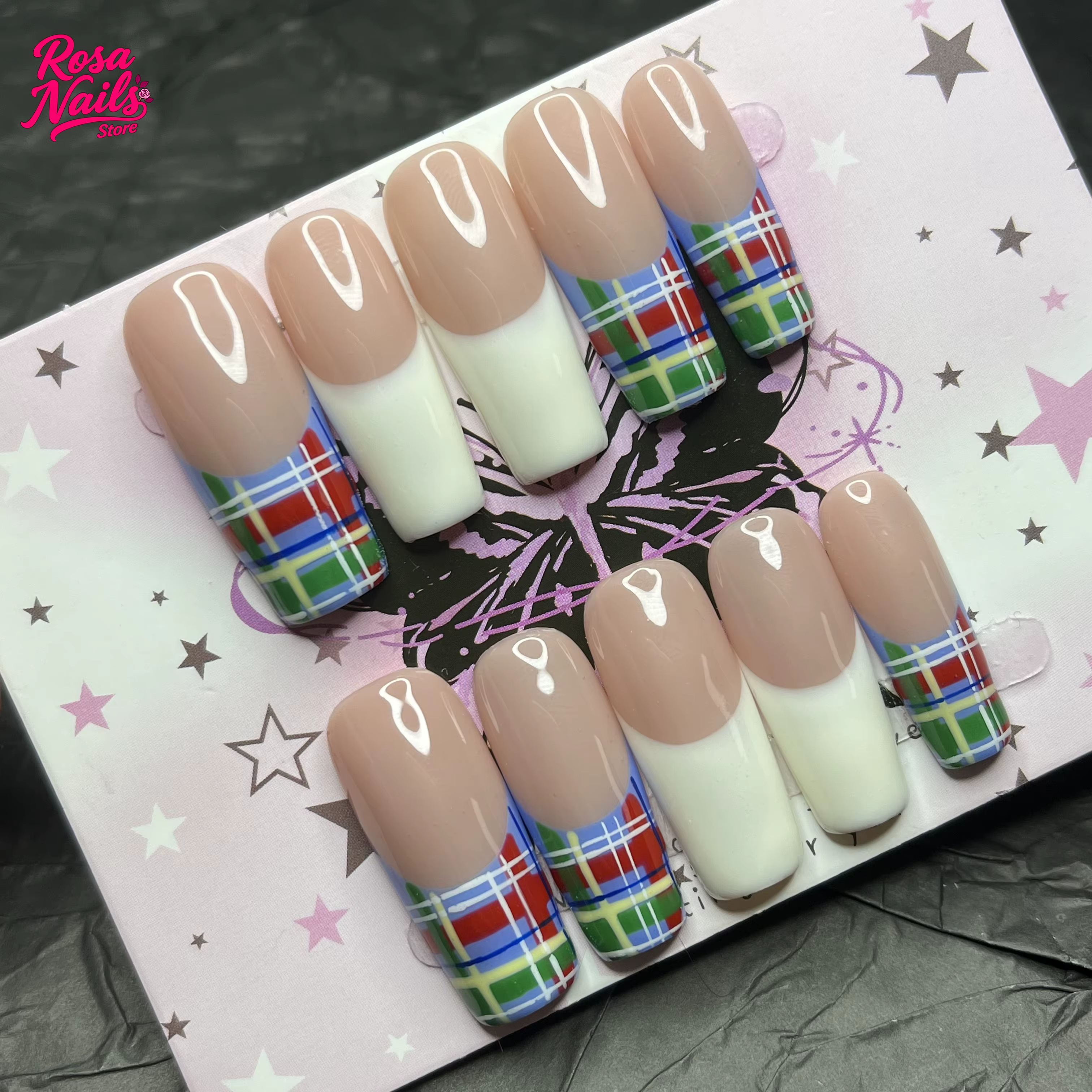 Faux ongles longs carrés faits à la main