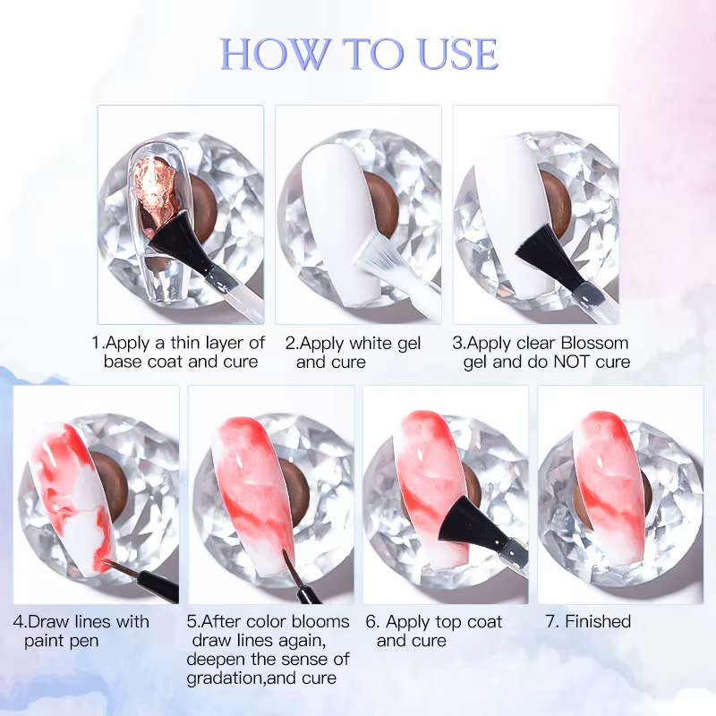 Vernis fonctionnel à effet d'épandage de fleurs de Gel fleuri pour ongles