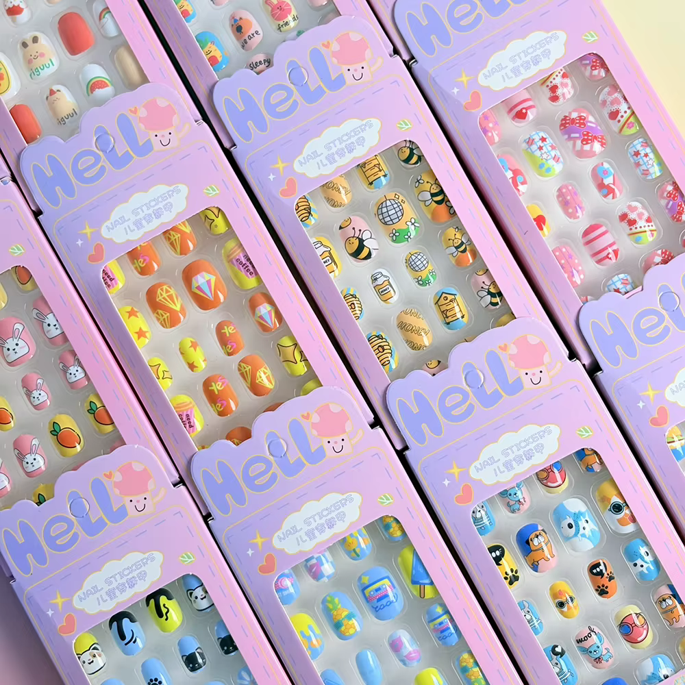 120 pièces/boîte, faux ongles pour enfants