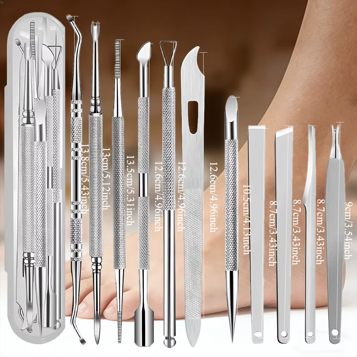 Outil de pédicure en acier inoxydable, pour enlever les peaux mortes et les callosités, outils portables pour le soin des cuticules des pieds, soins professionnels des pieds, 1/10/11 pièces
