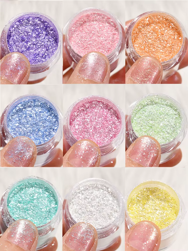 10 couleurs coloré opale ongles paillettes poudre lavande/rose/argent/bleu