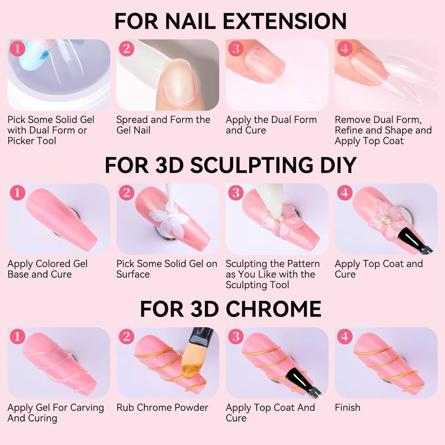 Makartt Solid Gel Builder : 4 en 1 blanc clair non collant pour extension d'ongles de sculpture 3D