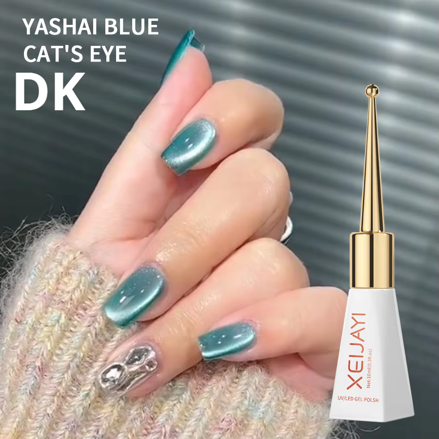 XEIJAYI vernis Gel œil de chat vert paillettes Gel magnétique émaux Semi-permanents