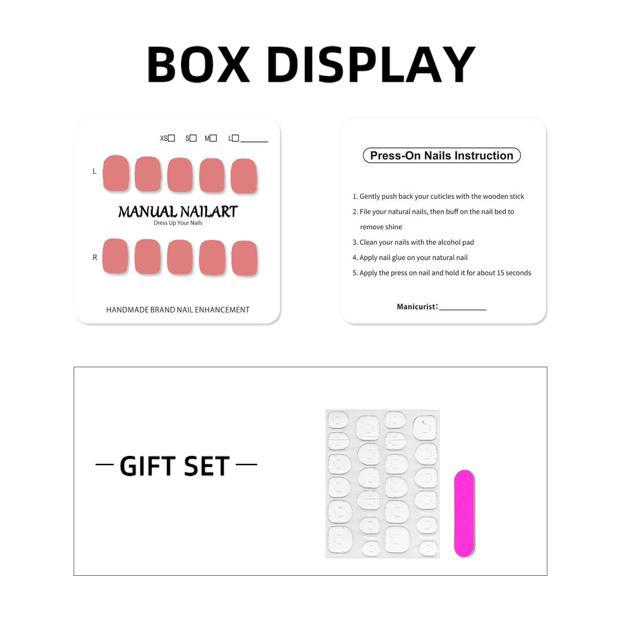 Kit de 10 faux ongles press-on faits main
