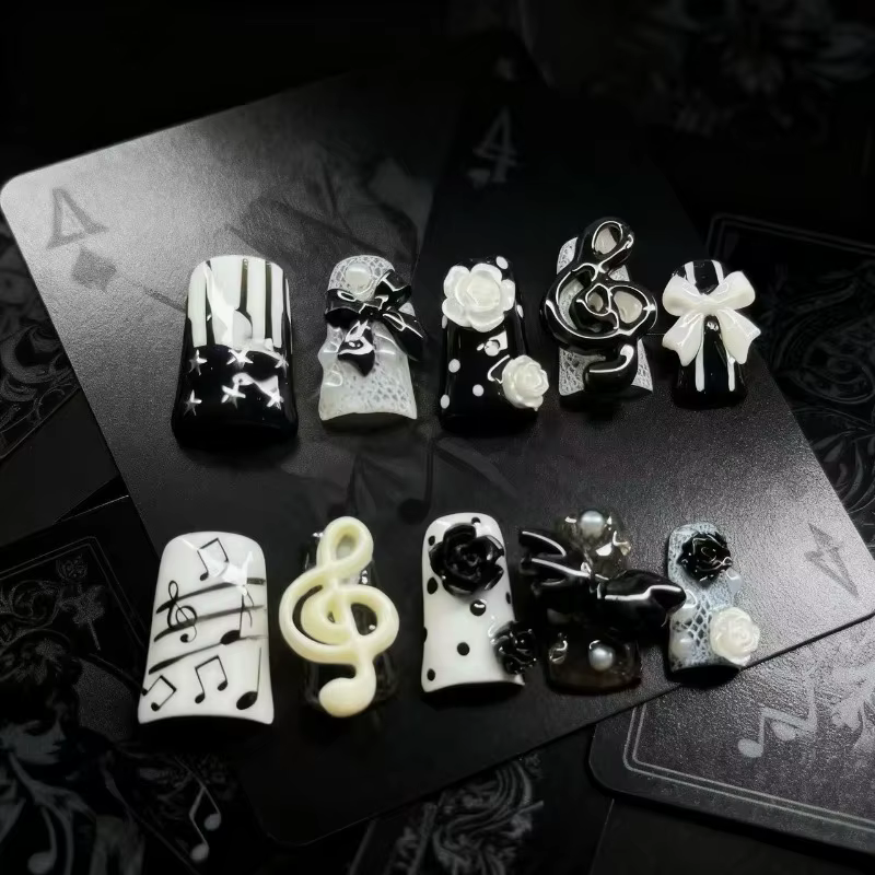 Nouvelles 10 pièces de faux ongles à presser faits main