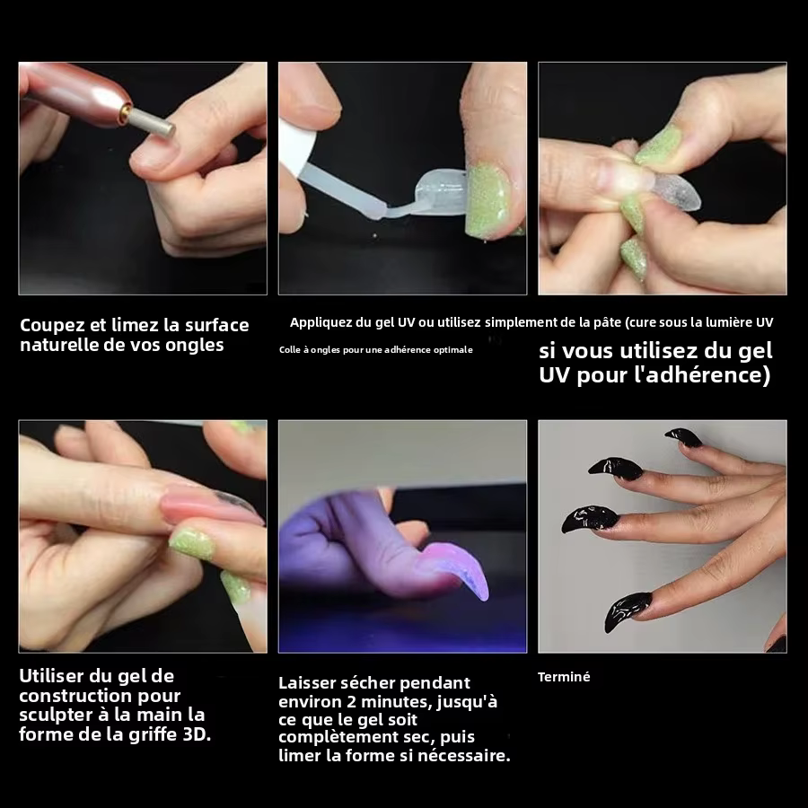 100 faux ongles artistiques en forme de griffe d'aigle