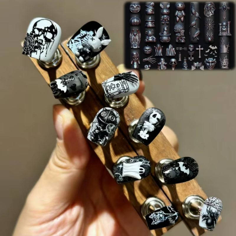 Moule à ongles 3D style Halloween sombre pour décoration de fêtes : Citrouille