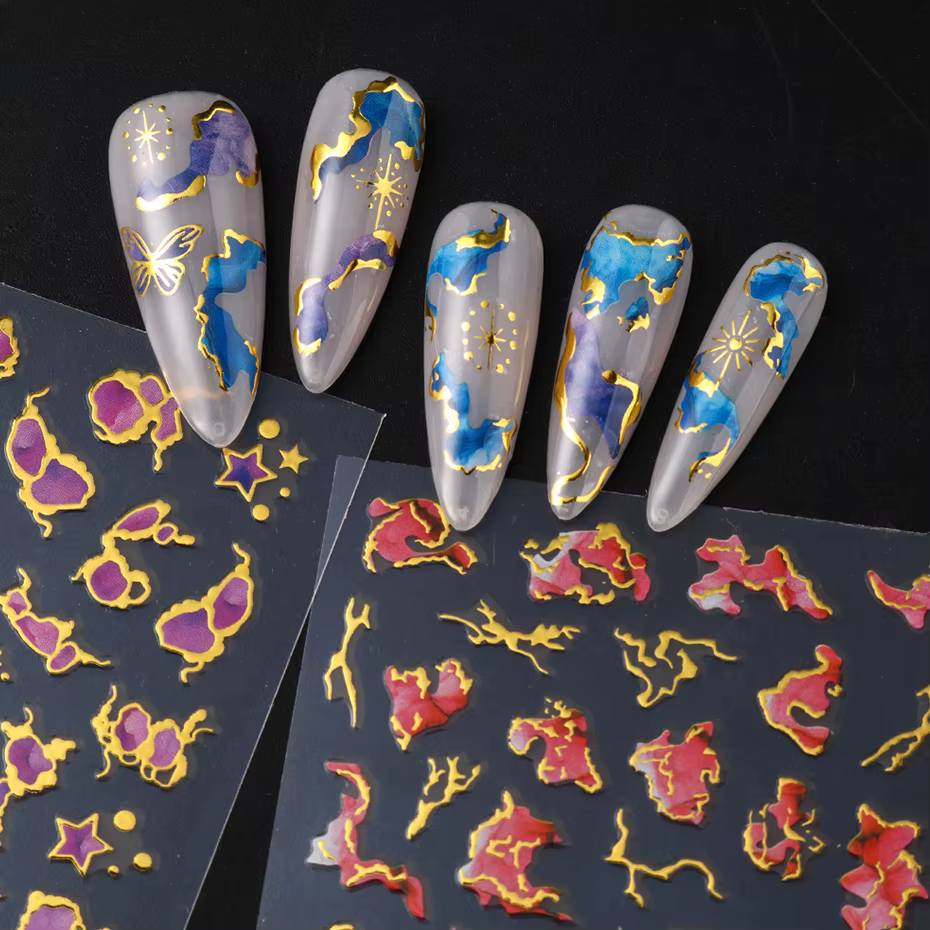 Autocollants pour ongles imprimés en marbre 3D