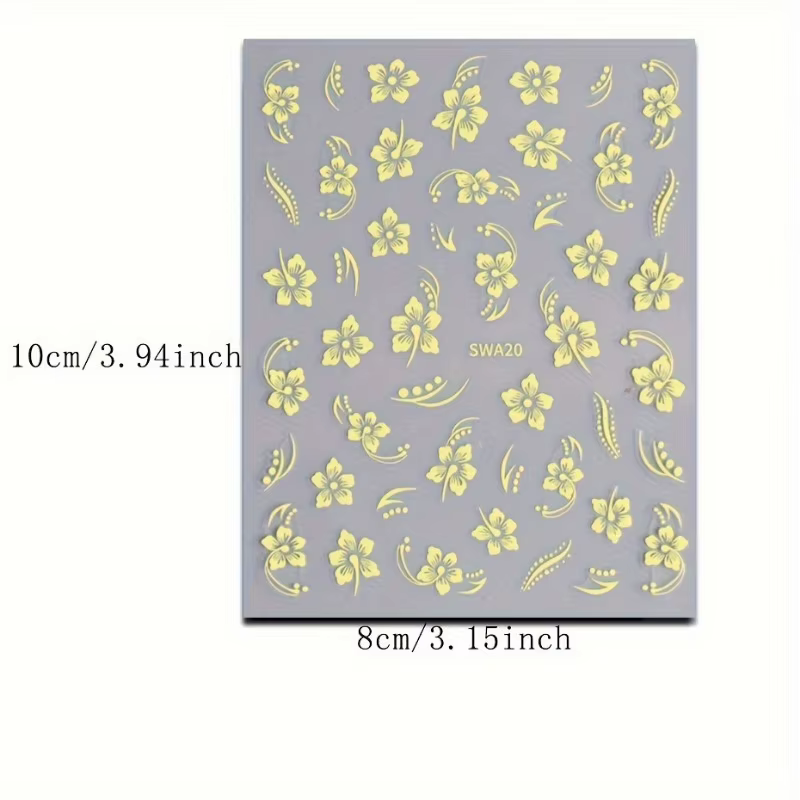 Autocollants pour ongles à motif de fleurs d'hibiscus