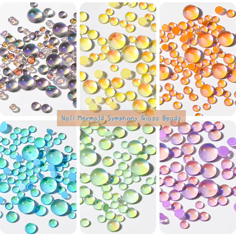 1 Boîte de Breloques pour Ongles Larmes de Sirène Arc-en-ciel