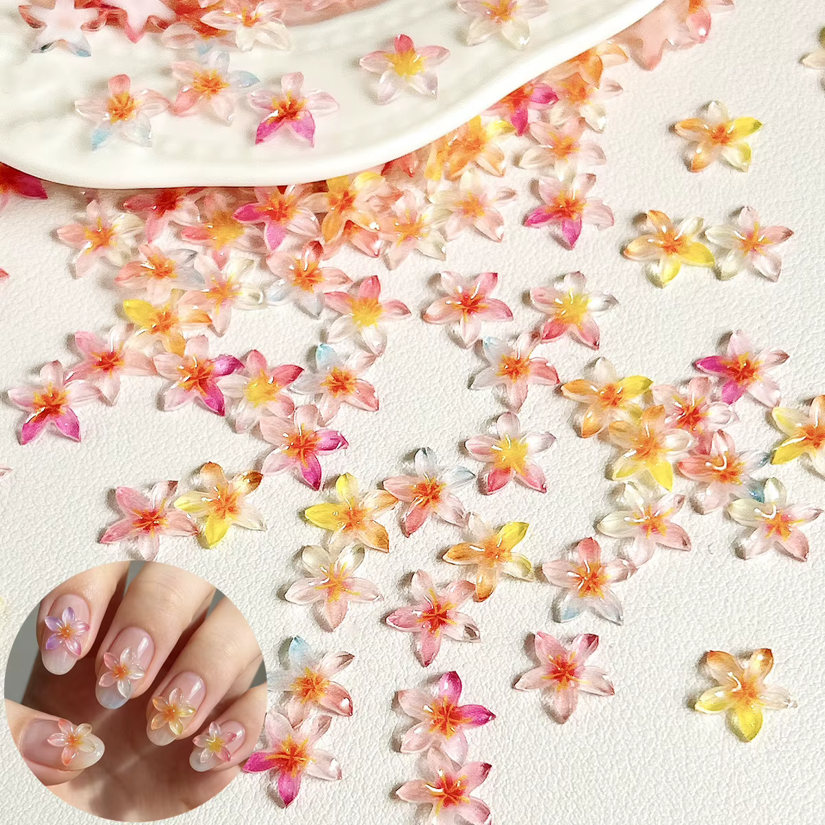 20 pièces de décorations pour ongles en résine en forme de fleur de lys – Style féerique pastel japonais