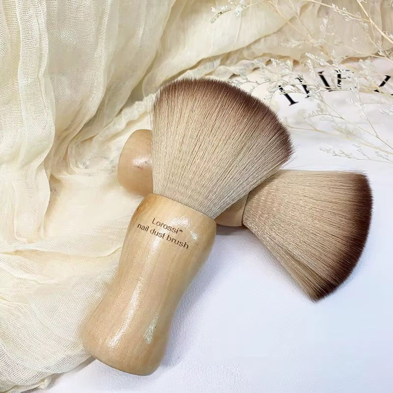 Professionnel moelleux ongles Art brosse ronde manche en bois nettoyage de la poussière