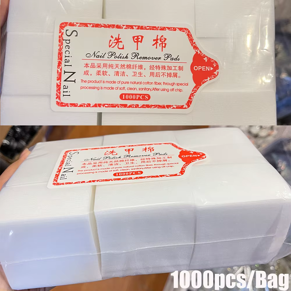 1000/500/100 pièces lingettes à ongles 100% tampons de coton non pelucheux dissolvant de vernis