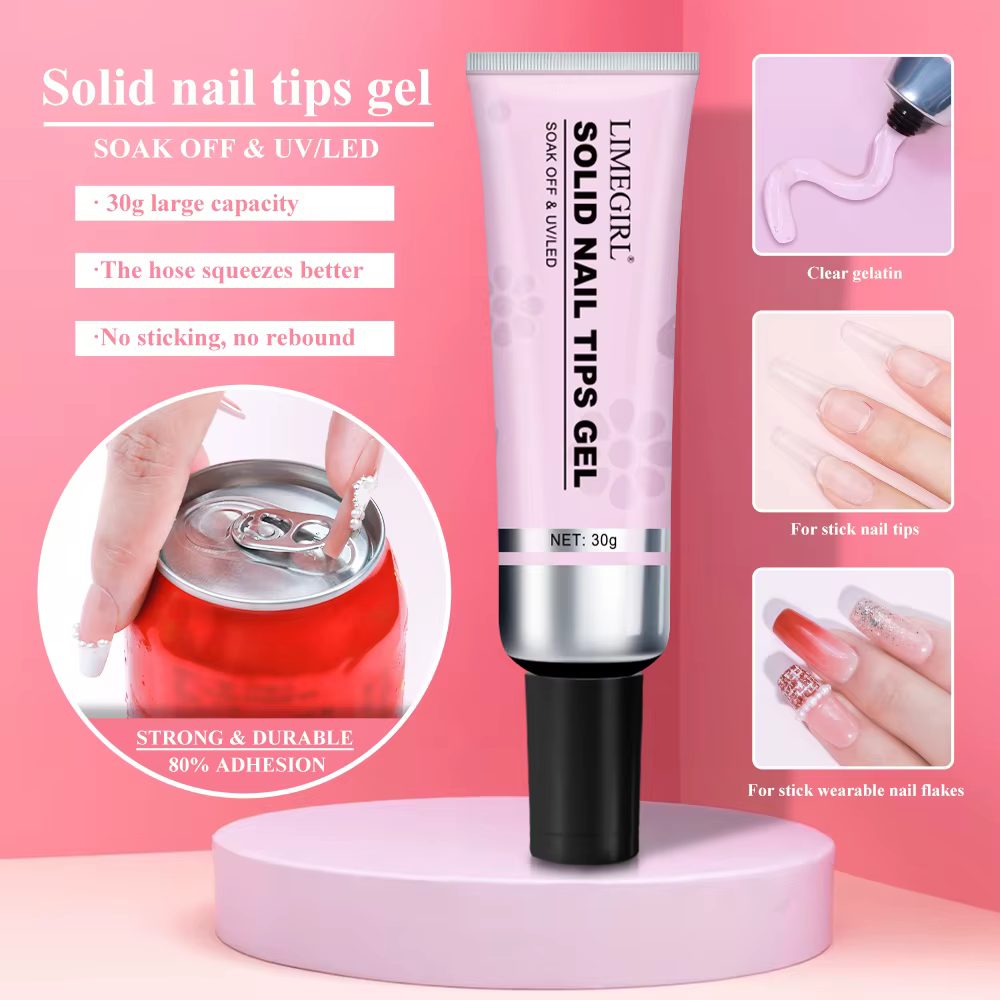 LIMEGIRL 30g Gel de pointes d'ongles solides multifonctionnel