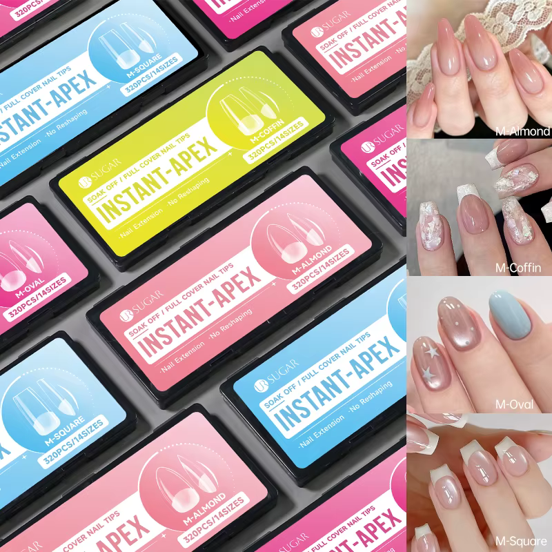 UR SUAGR 320 pièces Capsules d'ongles pré-montées transparentes INSTANT-APEX