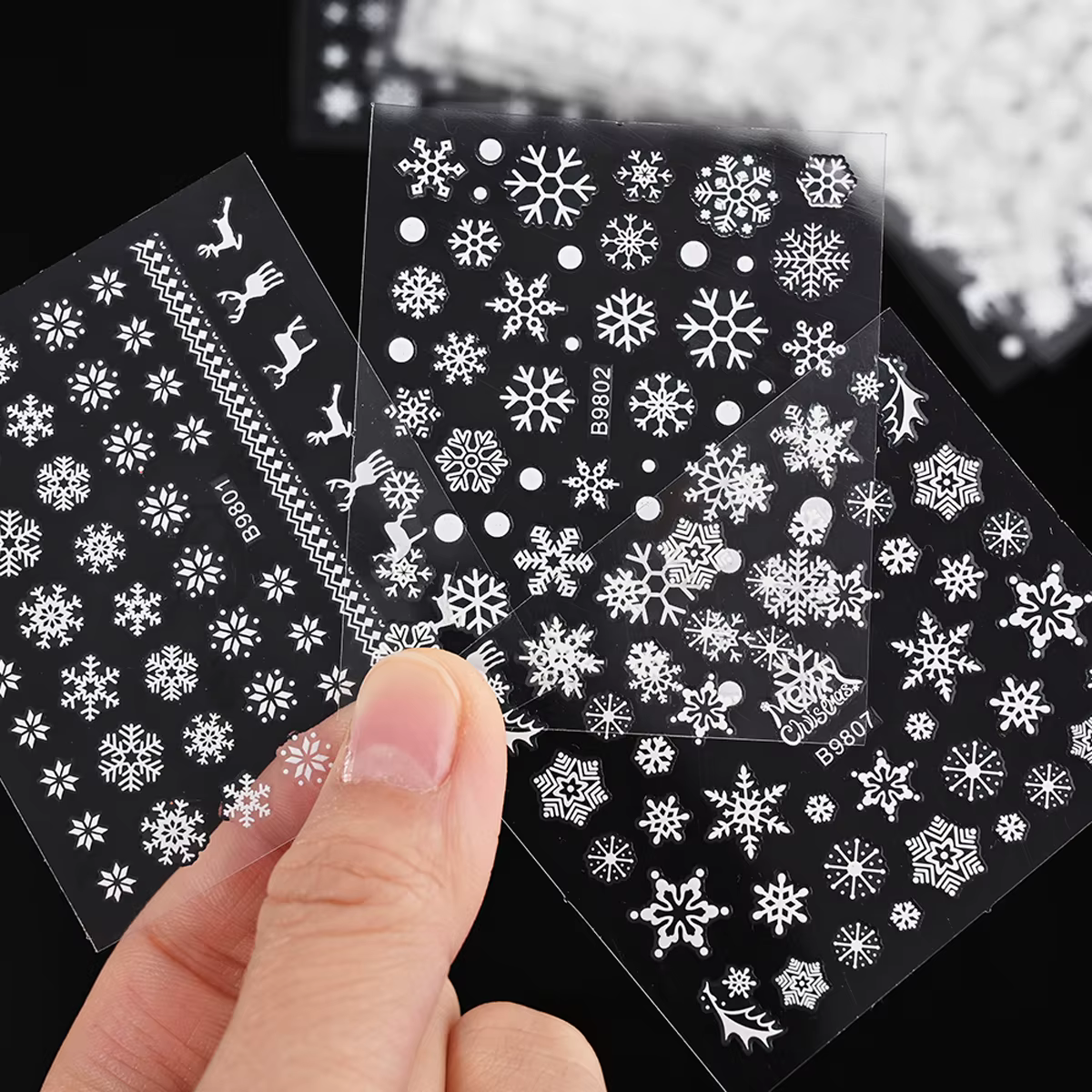 Autocollants 3D en Forme de Flocons de Neige Blancs pour Nail Art