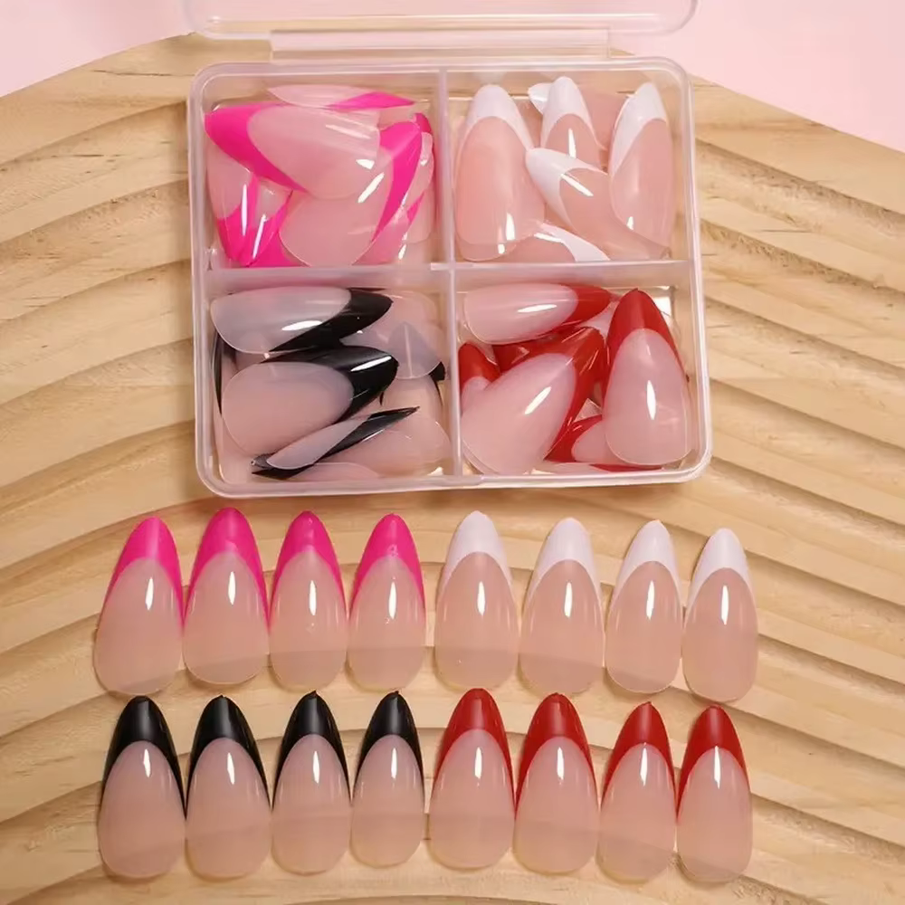 24 faux ongles à presser en forme d'amande