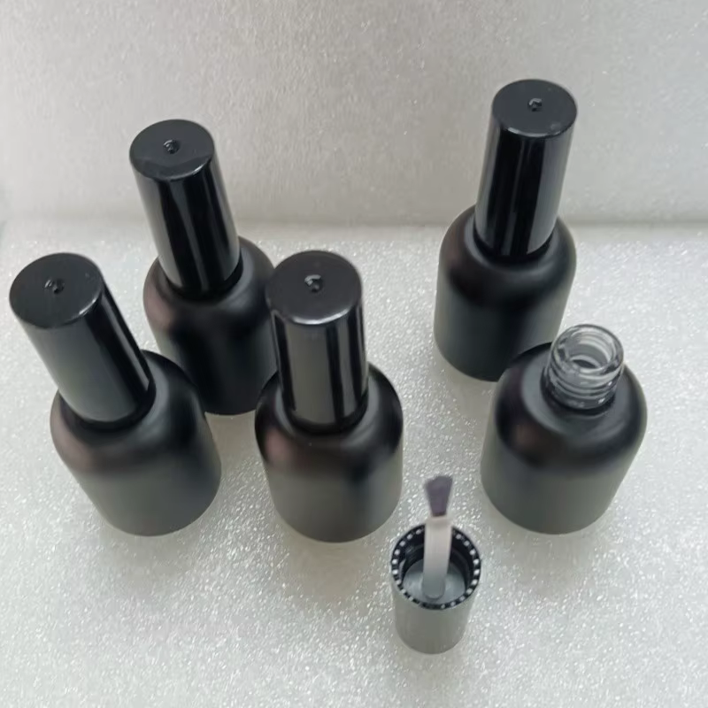 5 flacons vides en verre noir mat de 20 ml pour vernis à ongles
