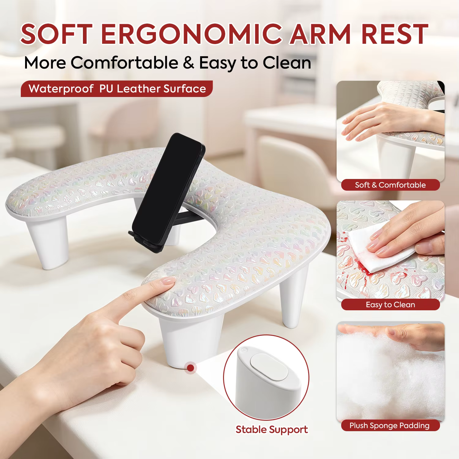 Repose-main confortable en forme de U pour manucure