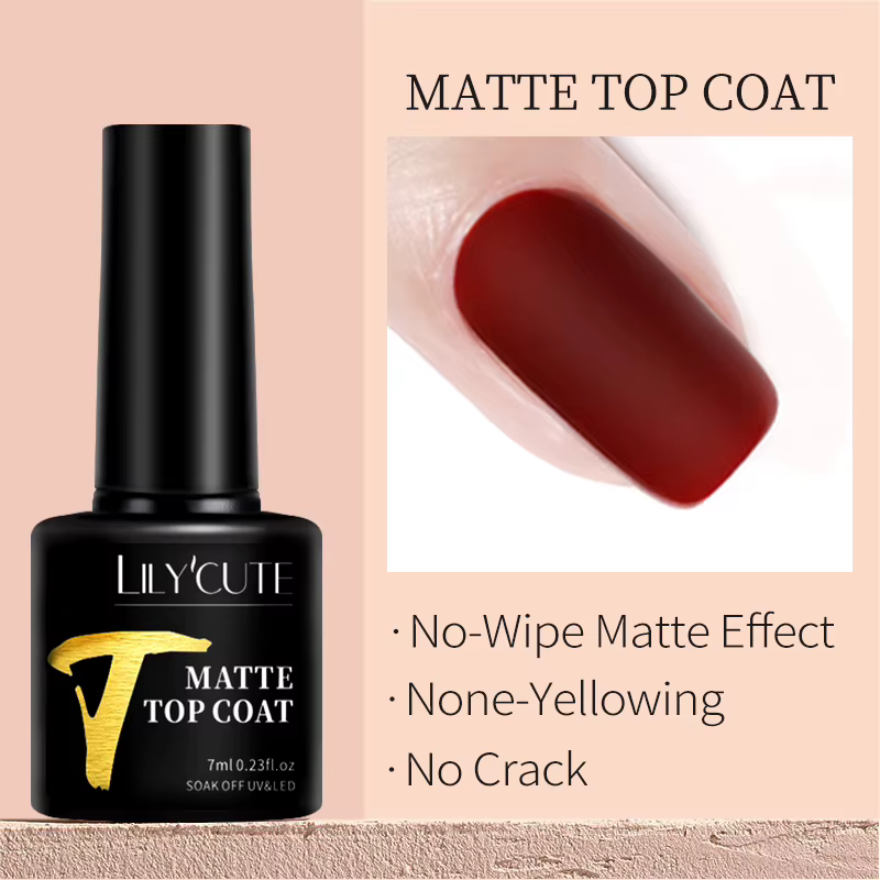 LILYCUTE 7ml Base Nowipe Top Coat Soak Off UV LED Gel Vernis à Ongles Gel de Renforcement Semi-Permanent Multifonctionnel